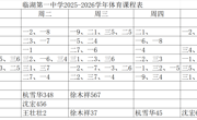 临湖第一中学2025-2026学年体育课程表